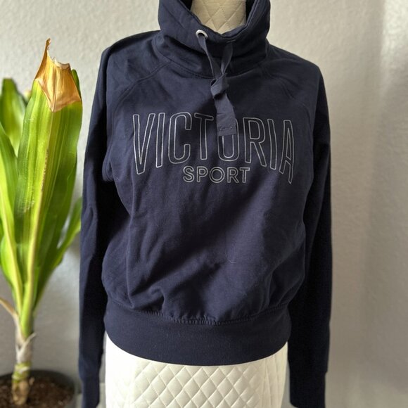 Victoria's Secret VS PINK Sport Pullover Drawstring Collar Navy Silver, Size S - Picture 2 of 9